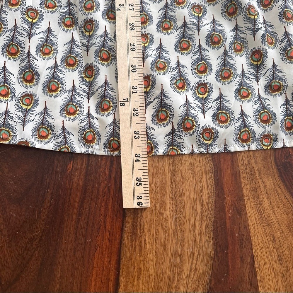 Oat + Fawn Peacock Feather Print Tiered Mini Dress White Womens M Sundress - Picture 12 of 12